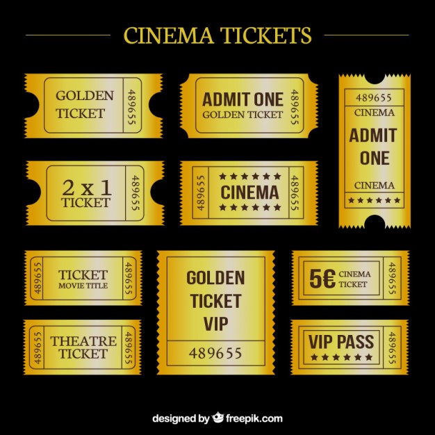 Golden Cinema Tickets Vector Free Download 626x626 Golden Cinema Tickets Vector Free Download