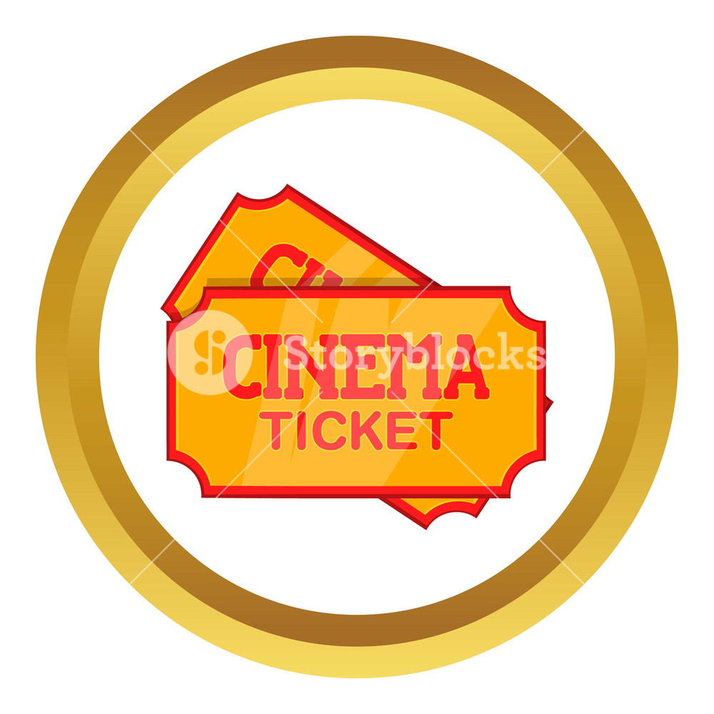 Movie Ticket Vector Icon In Golden Circle, Cartoon Style Isolated 1000x1000 Movie Ticket Vector Icon In Golden Circle, Cartoon Style Isolated