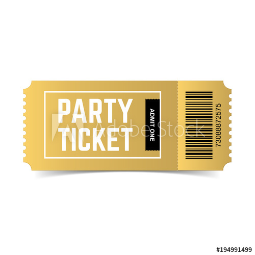 Vector Golden Party Ticket Isolated On White Background Event 500x500 Vector Golden Party Ticket Isolated On White Background Event