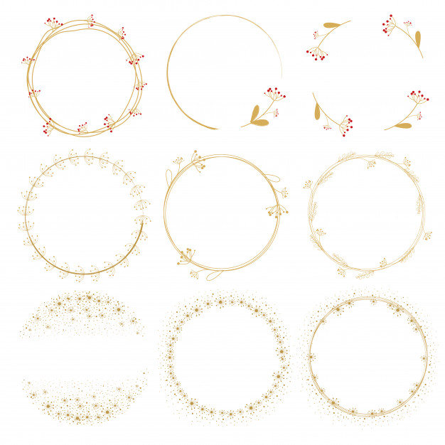 626x626 Dandelion Golden Doodle Wreath Frame Collection Vector Premium