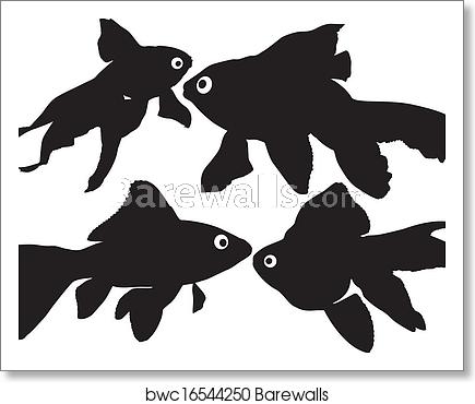 435x370 Goldfish Vector Silhouettes, Art Print Barewalls Posters