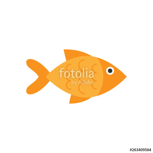 500x500 Fish Sign Icon In Flat Style Goldfish Vector Illustration