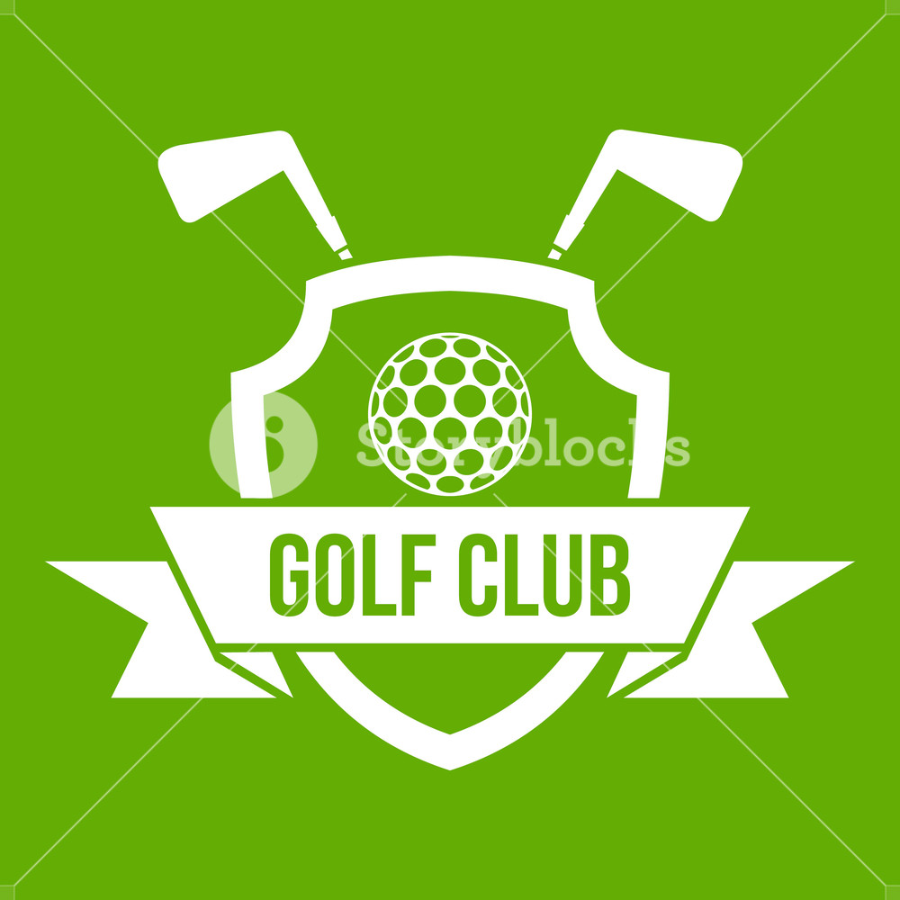 1000x1000 Golf Club Emblem Icon White Isolated On Green Background Vector