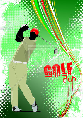 283x400 Poster With Golf Player On Abstract Background Vector Image