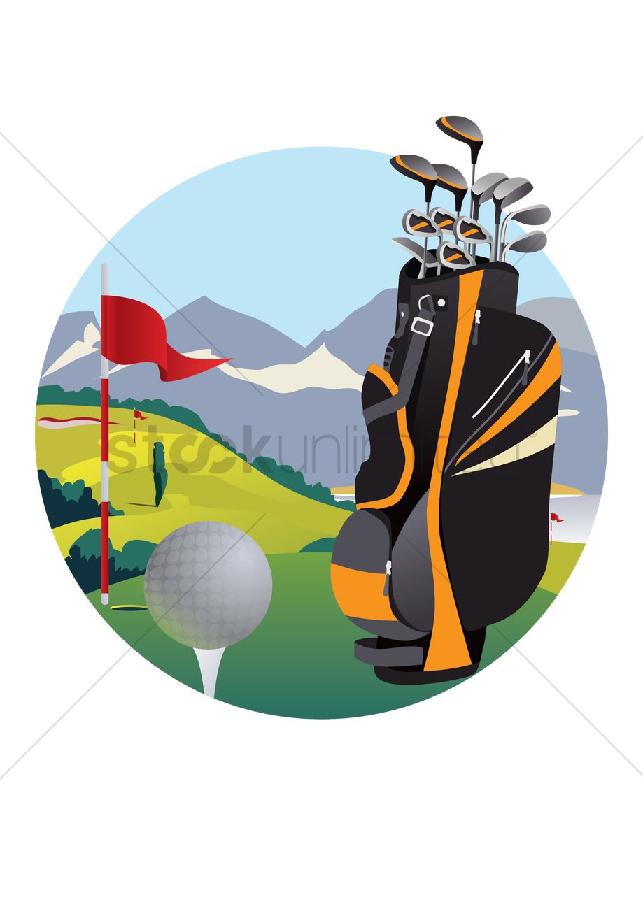Golf Flag And Golf Bag Vector Image 919x1300 Golf Flag And Golf Bag Vector Image