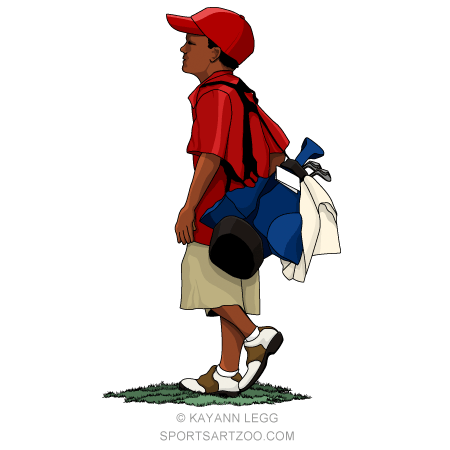 450x450 Black Boy Golfer With Golf Bag Vector Golf Illustrations
