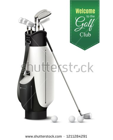 Stock Vector Bag Of Various Golf Clubs And Balls Realistic Set 381x470 Stock Vector Bag Of Various Golf Clubs And Balls Realistic Set