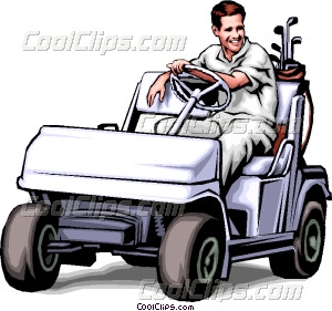 300x281 Golfer In Golf Cart Vector Clip Art