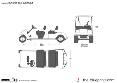 400x283 Ezgo Shuttle Golf Cart Vector Drawing