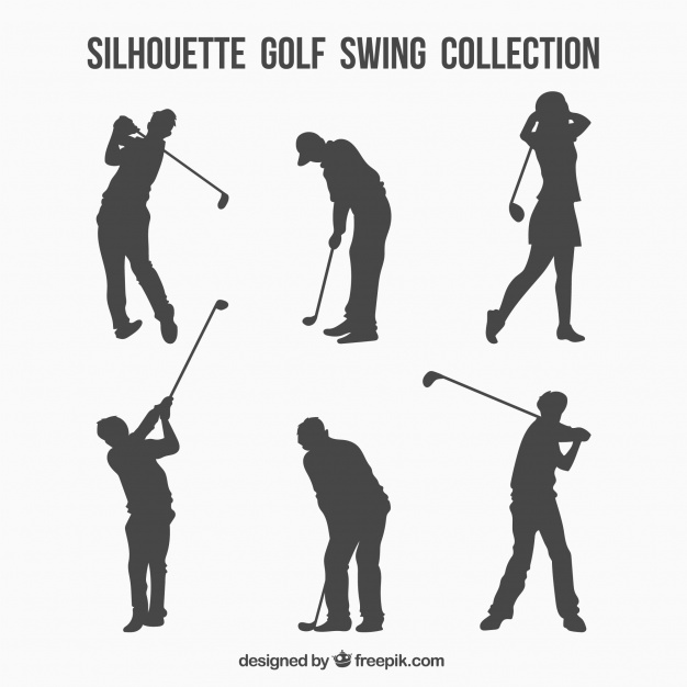 626x626 Golf Swing Silhouette Set Vector Free Download