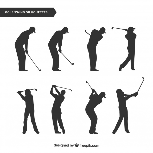 626x626 Golf Swings Collection With Silhouette Vector Free Download
