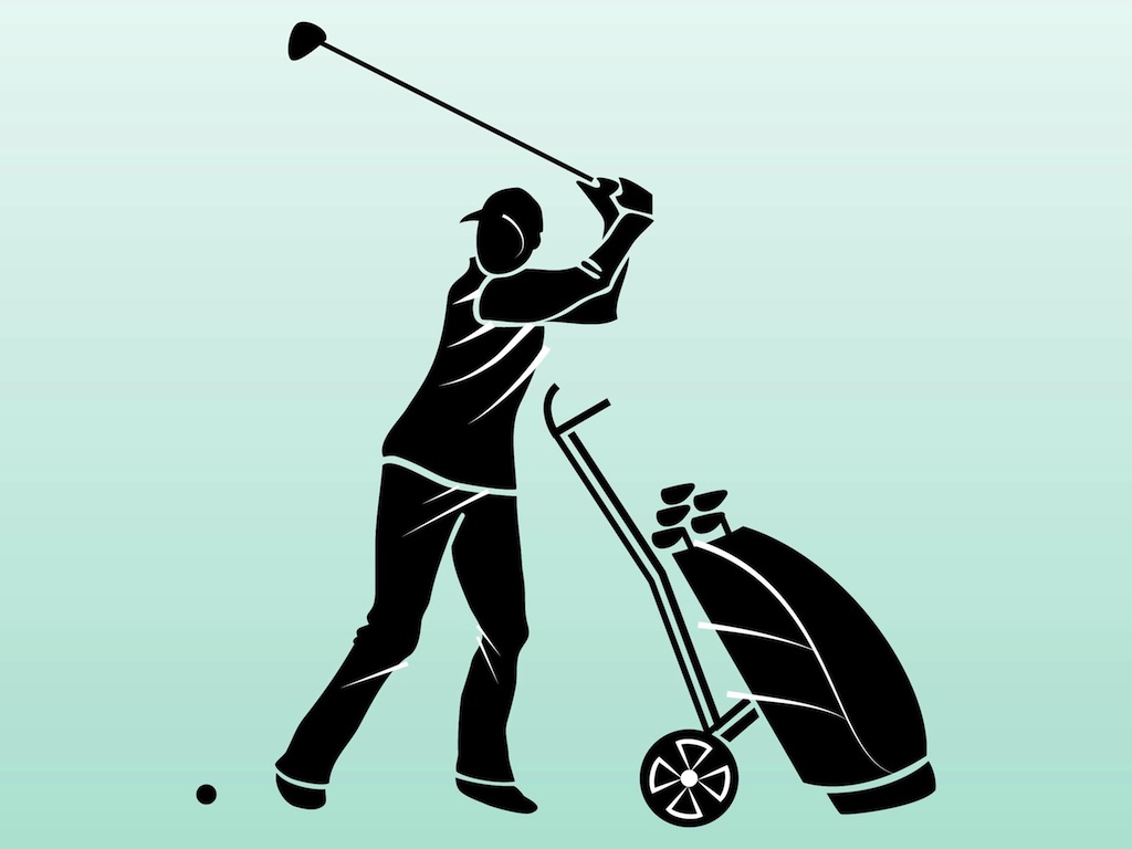 1024x768 Golfer Silhouette Vector Art Graphics