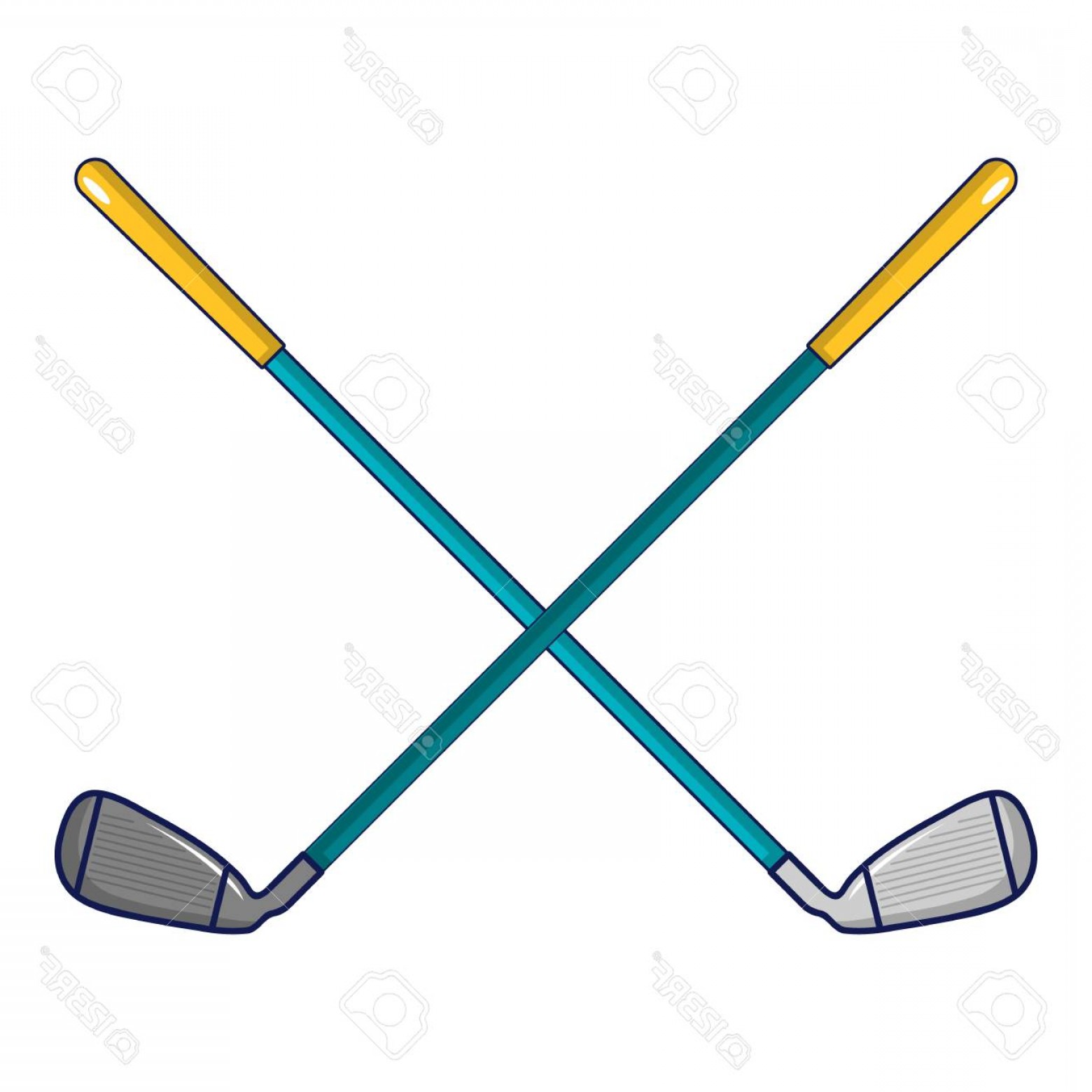 1560x1560 Photostock Vector Crossed Golf Clubs Icon Cartoon Style Soidergi