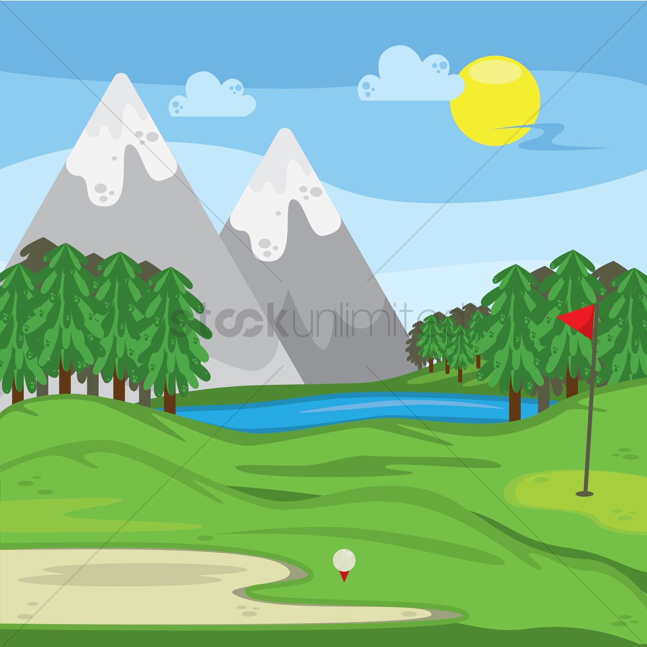 1300x1300 Golf Course Vector Image