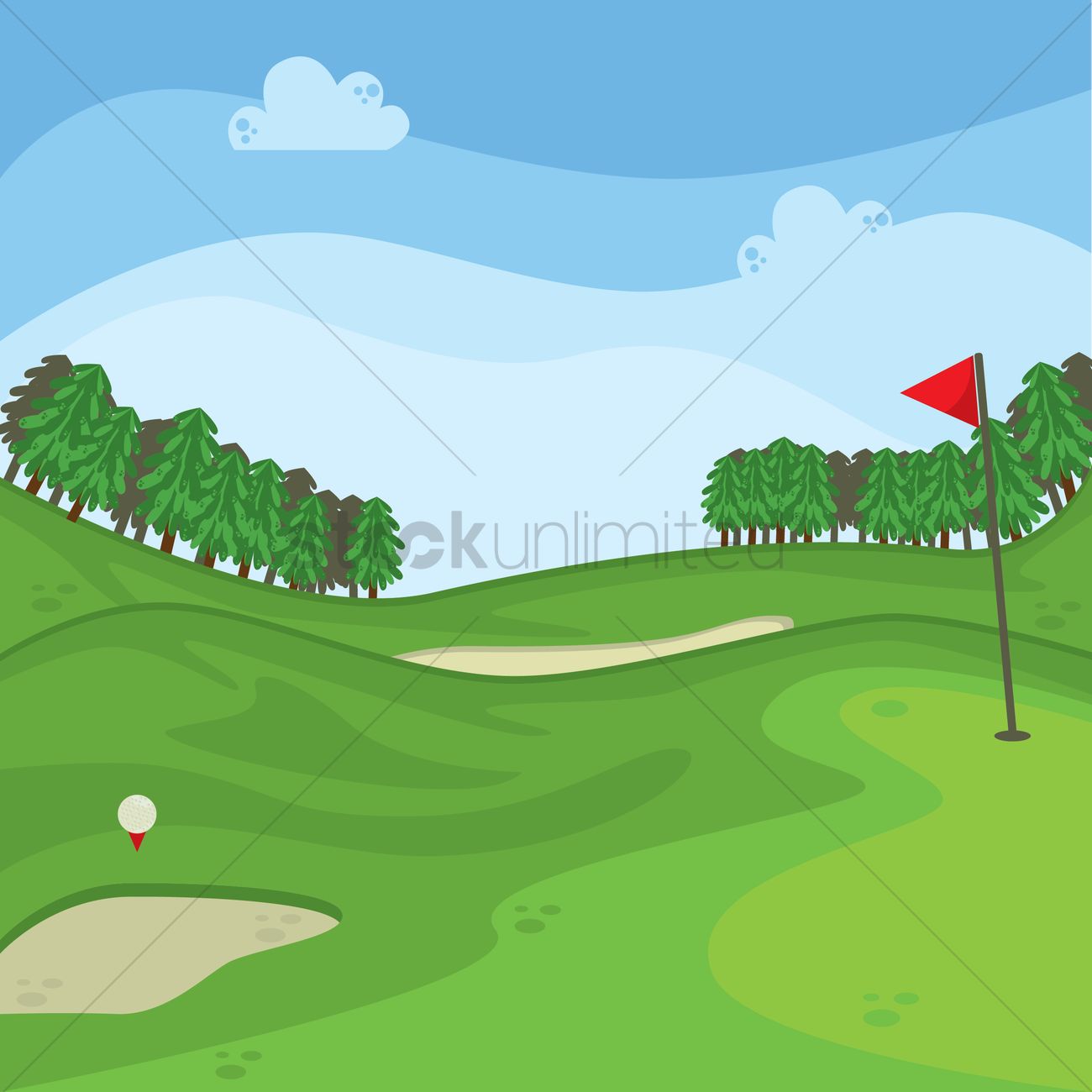 1300x1300 Golf Course Vector Image