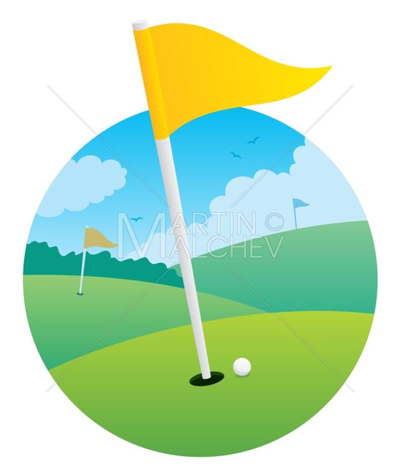 794x945 Golf Flag Vector Cartoon Illustration Golf Course Golf Etsy