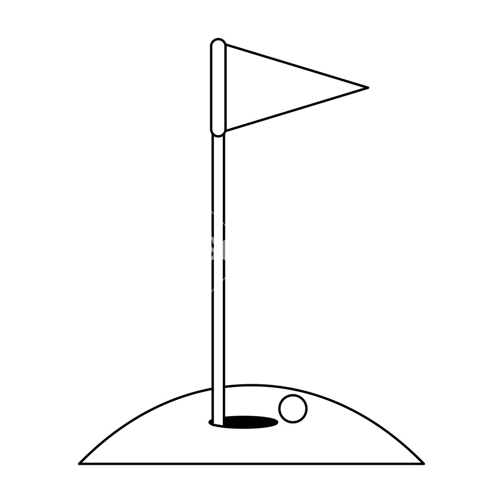 1000x1000 Golf Flag And Ball In Hole Vector Illustration Graphic Design