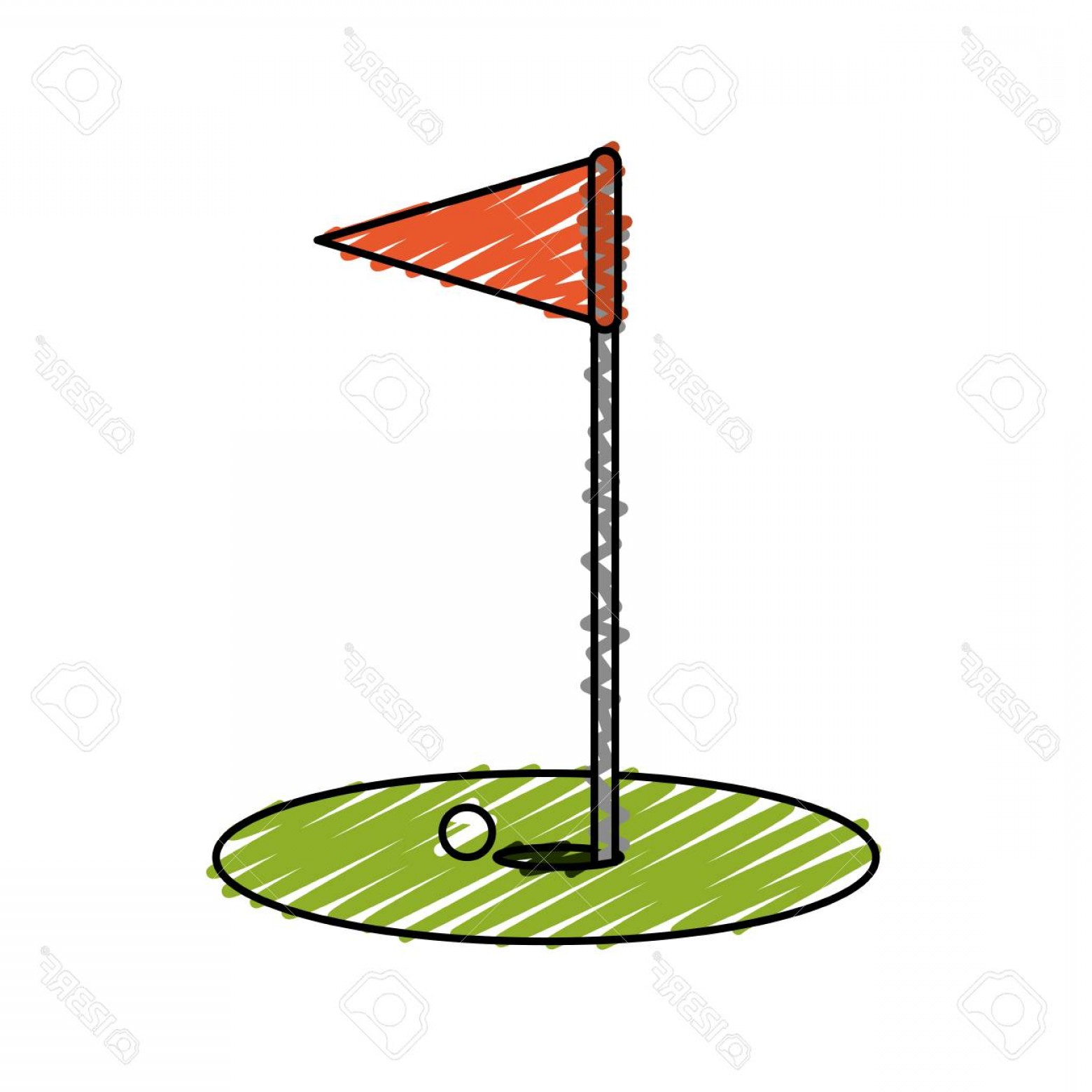 1560x1560 Photostock Vector Color Crayon Stripe Cartoon Golf Flag With Hole