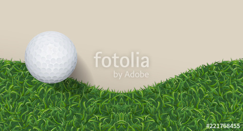 500x271 Golf Ball With Green Grass Background Vector Stock Image