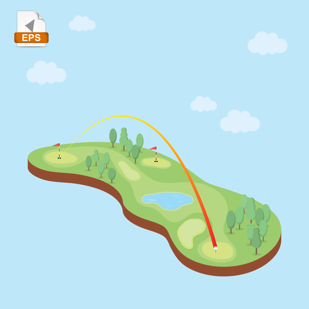 1000x1000 Golf Course Game Competition Field Isometric Free Vector
