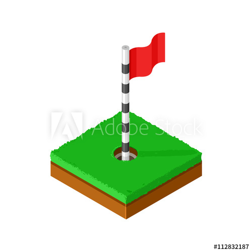 500x500 Isometric Vector Illustration Of A Golf Green With Hole And Flag