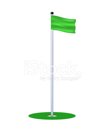 356x439 Golf Hole With Green Flag Stock Vector