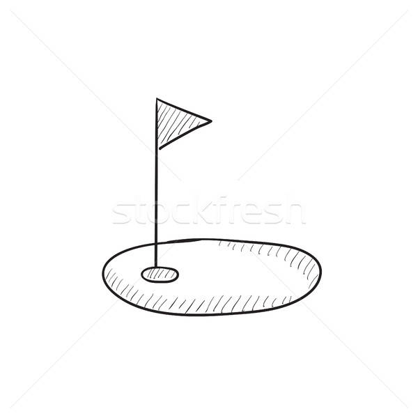 600x600 Golf Hole With Flag Sketch Icon Vector Illustration Andrei