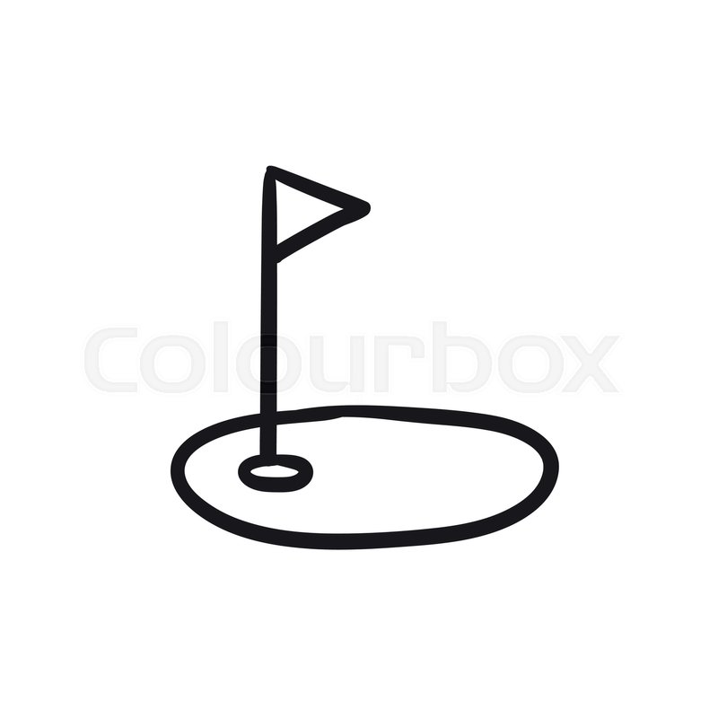 800x800 Golf Hole With Flag Vector Sketch Icon Stock Vector Colourbox