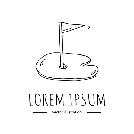 450x450 Hand Drawn Cartoon Style Doodle Golf Hole With Flag Icon Vector