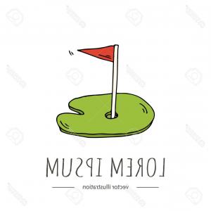 300x300 Photostock Vector Golf Hole Golf Ball And Golf Flag On A Green