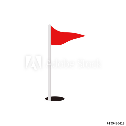 500x500 Golf Red Flag And Hole Vector Icon