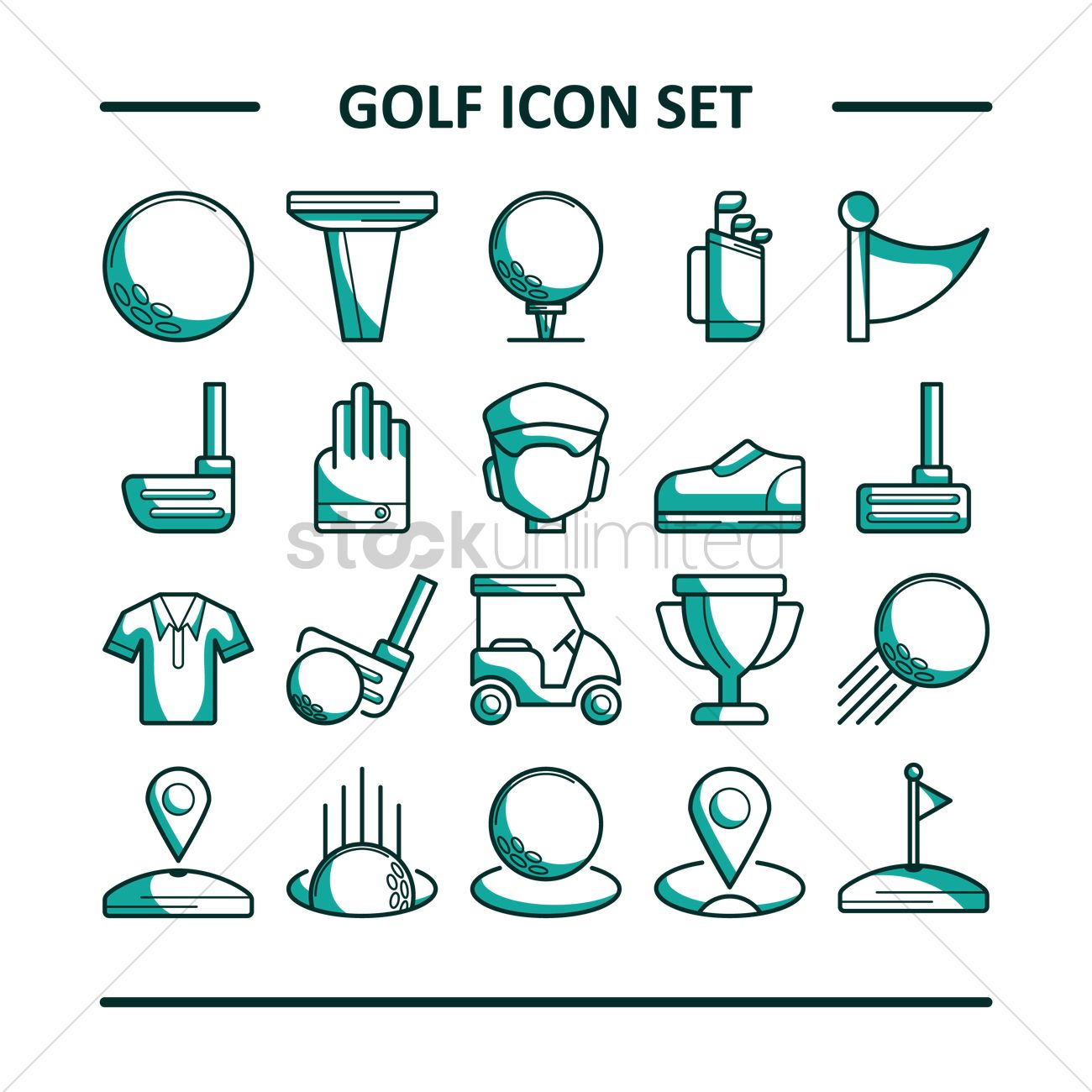 1300x1300 Golf Icon Set Vector Image