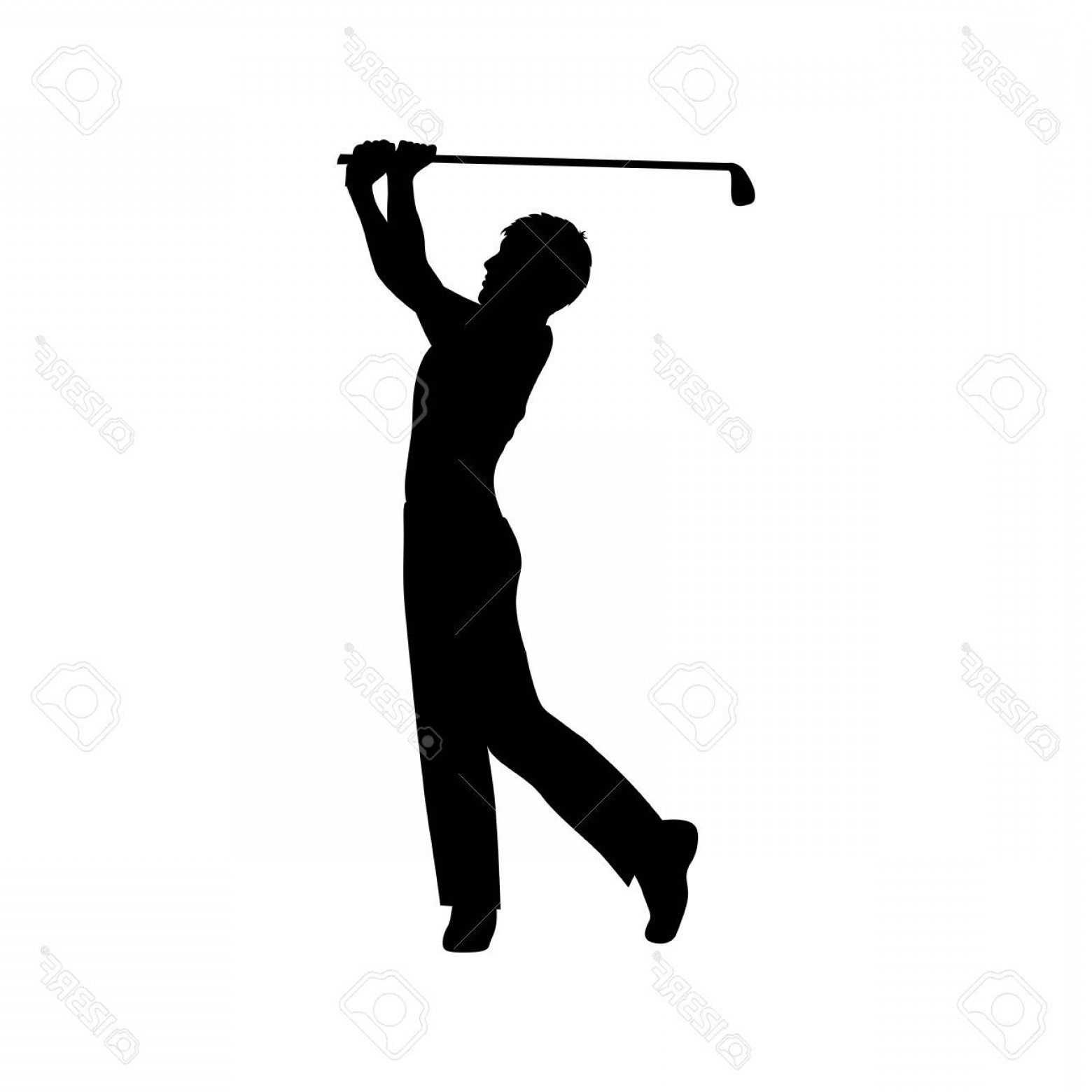 1560x1560 Photostock Vector Black Silhouette Golfer Man Player Icon Vector