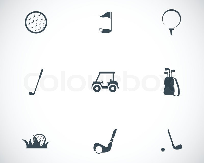 800x640 Vector Black Golf Icons Set Stock Vector Colourbox