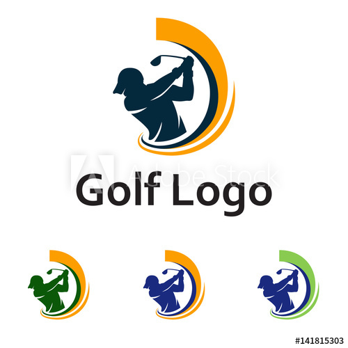 500x500 Golf Logo Golfer Swing And Hit The Ball