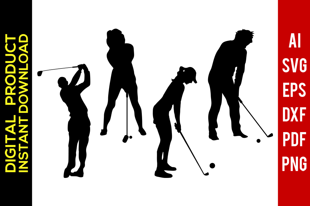1080x719 Golf Game Golf Silhouette Vector Clipart