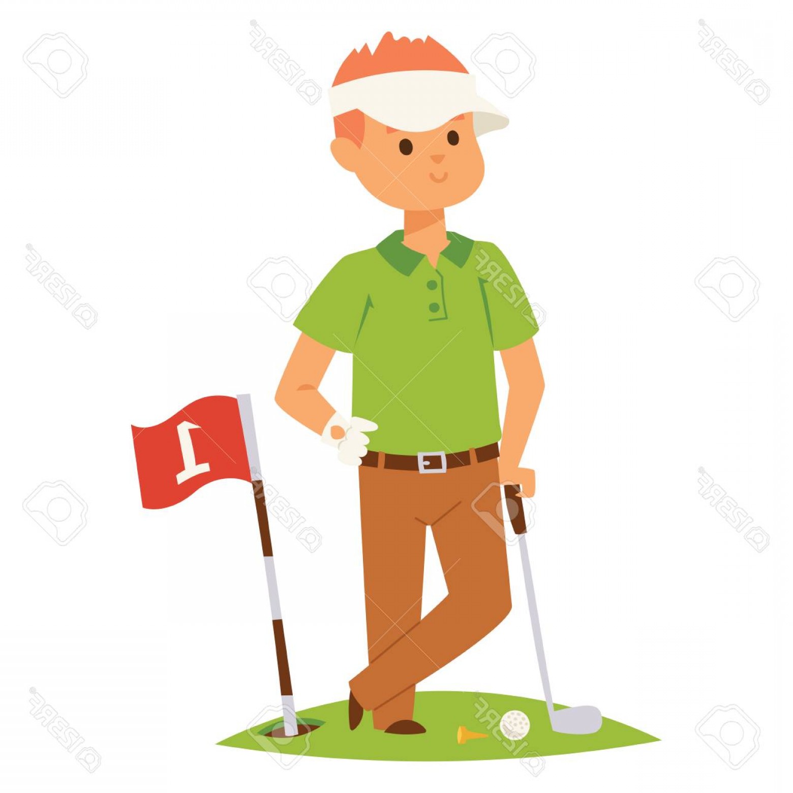 1560x1560 Photostock Vector Golf Player Vector Man And Accessories Golfing