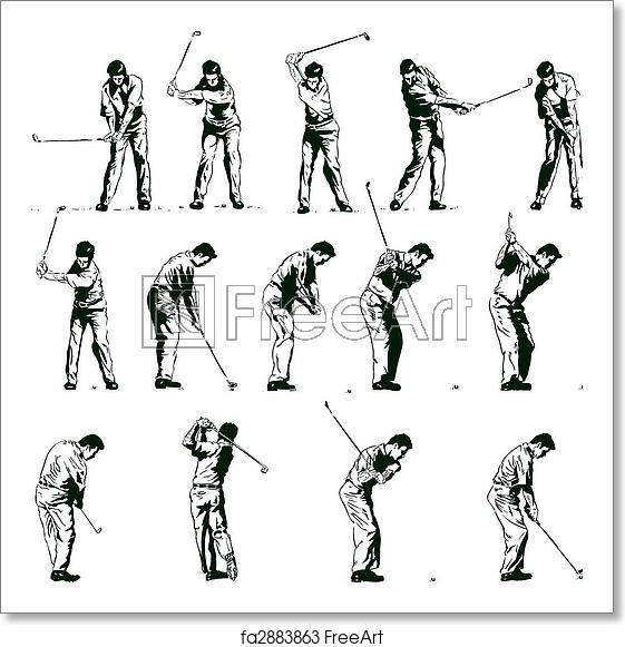 561x581 Free Art Print Of Golf Swing Stages Vector Illustration Freeart