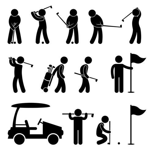 490x490 Golf Golfer Swing Caddy Caddie Pictogram