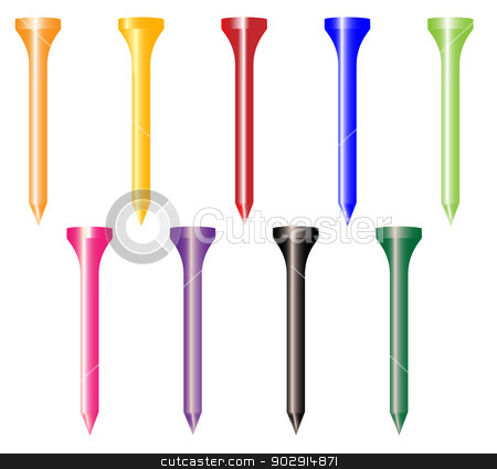 450x424 Golf Tee Collection Stock Vector