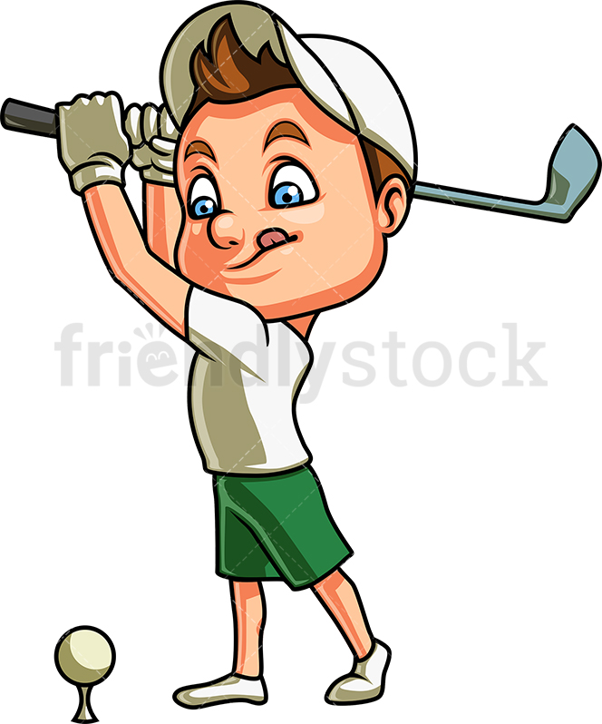 664x798 Little Boy Playing Golf Cartoon Clipart Vector