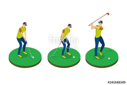 500x334 Man Playing Golf, Vector Isometric Illustration Golf Swing