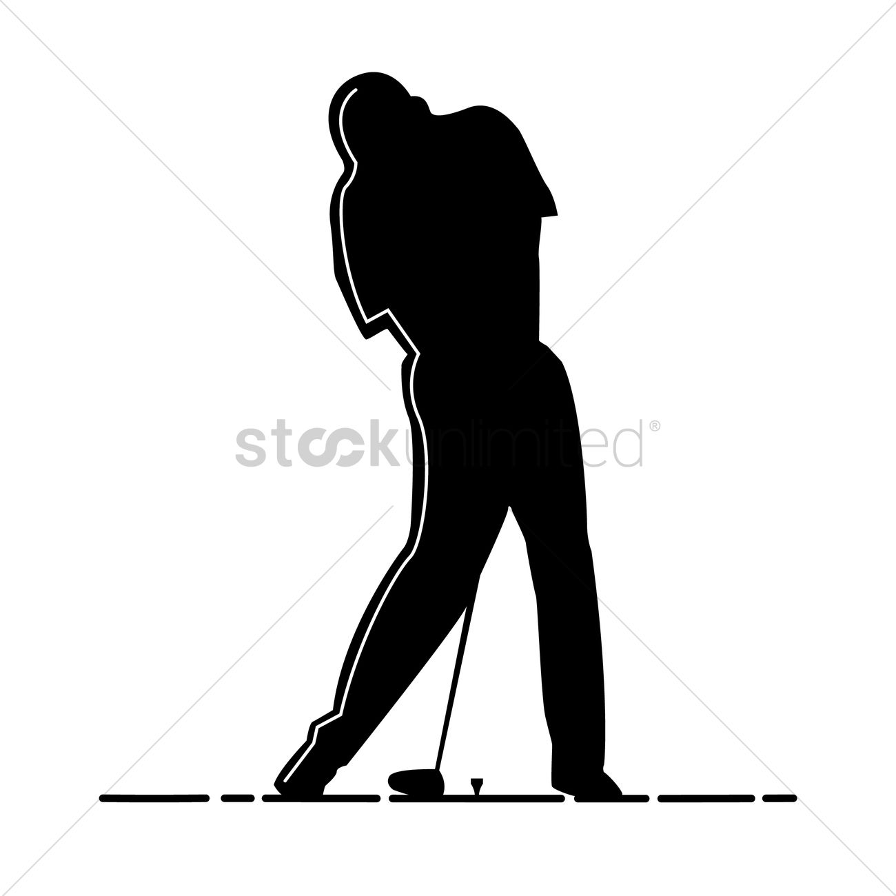 1300x1300 Silhouette Of Man Playing Golf Vector Image