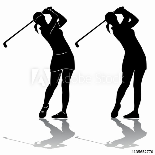 500x500 Silhouette Of A Woman Playing Golf, Vector Draw