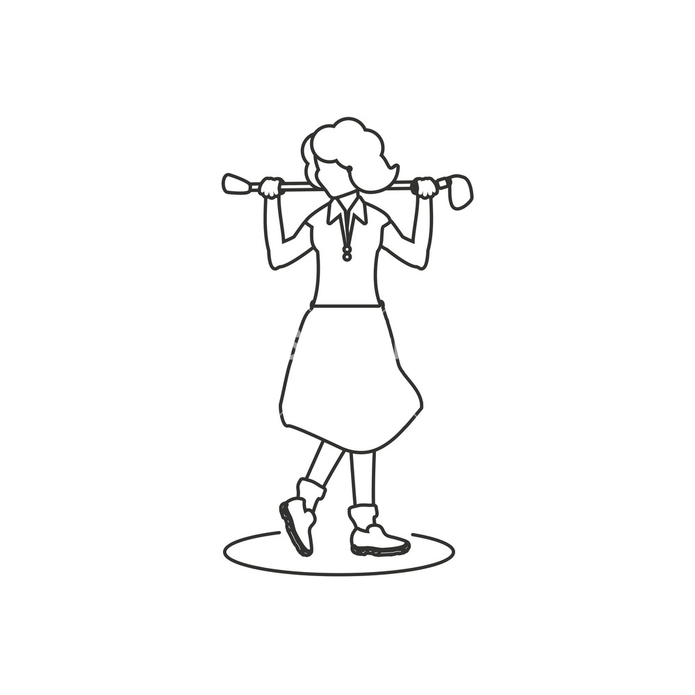 1000x1000 Golfer Woman With Stick Golf Vector Illustration Design Royalty