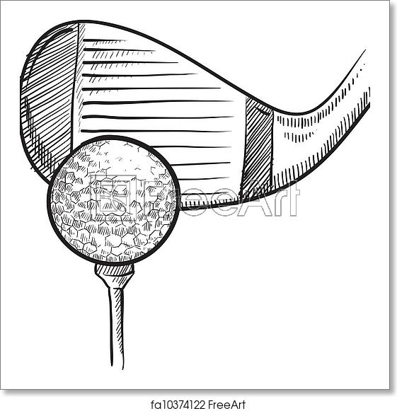 561x581 Free Art Print Of Golf Tee And Club Sketch Doodle Style Golf