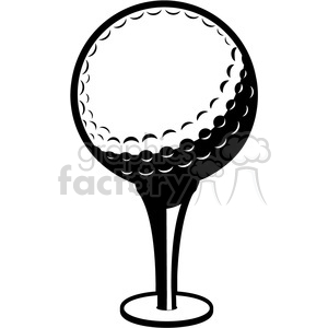 300x300 Black White Vector Golf Ball On A Tee Clipart Royalty Free Gif