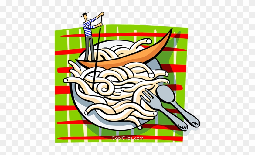 840x510 Man In Gondola In Plate Of Pasta Royalty Free Vector