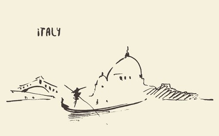 450x281 Sketch Of A Streets In Venice, Italy Man With Gondola, Vector