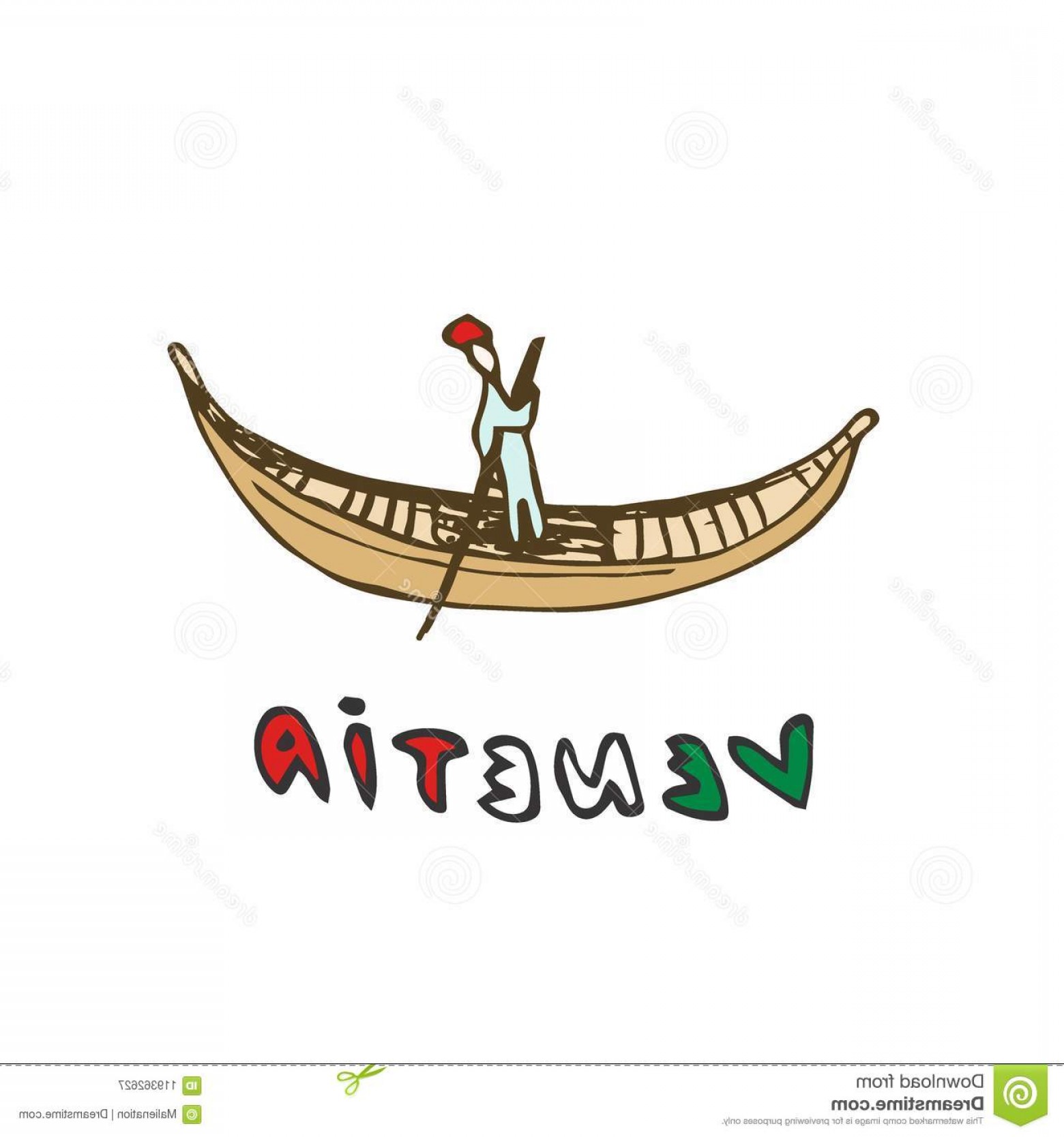 1560x1668 Gondola Floating Water Venice Venetia Italian Vector Sketch